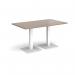 Brescia rectangular dining table with flat square white bases 1400mm x 800mm - barcelona walnut BDR1400-WH-BW