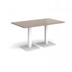 Brescia rectangular dining table with flat square white bases 1400mm x 800mm - barcelona walnut BDR1400-WH-BW