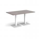 Brescia rectangular dining table with flat square white bases 1400mm x 800mm - grey oak BDR1400-WH-GO