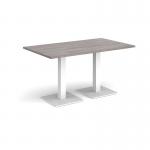 Brescia rectangular dining table with flat square white bases 1400mm x 800mm - grey oak BDR1400-WH-GO