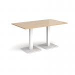 Brescia rectangular dining table with flat square white bases 1400mm x 800mm - kendal oak BDR1400-WH-KO