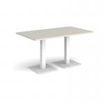 Brescia rectangular dining table with flat square white bases 1400mm x 800mm - Light Grey BDR1400-WH-LG
