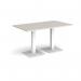 Brescia rectangular dining table with flat square white bases 1400mm x 800mm - Light Grey BDR1400-WH-LG