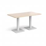 Brescia rectangular dining table with flat square white bases 1400mm x 800mm - maple