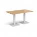 Brescia rectangular dining table with flat square white bases 1400mm x 800mm - oak BDR1400-WH-O