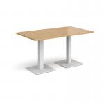 Brescia rectangular dining table with flat square white bases 1400mm x 800mm - oak
