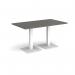 Brescia rectangular dining table with flat square white bases 1400mm x 800mm - Onyx Grey BDR1400-WH-OG