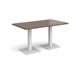 Brescia rectangular dining table with flat square white bases 1400mm x 800mm - walnut