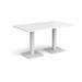 Brescia rectangular dining table with flat square white bases 1400mm x 800mm - white BDR1400-WH-WH