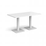Brescia rectangular dining table with flat square white bases 1400mm x 800mm - white