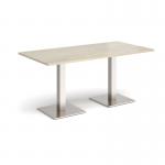 Brescia rectangular dining table with flat square brushed steel bases 1600mm x 800mm - made to order BDR1600-BS