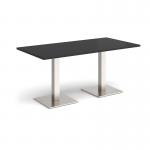 Brescia rectangular dining table with flat square brushed steel bases 1600mm x 800mm - Black BDR1600-BS-BK