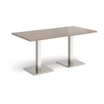 Brescia rectangular dining table with flat square brushed steel bases 1600mm x 800mm - barcelona walnut BDR1600-BS-BW