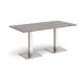 Brescia rectangular dining table with flat square brushed steel bases 1600mm x 800mm - grey oak BDR1600-BS-GO