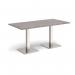 Brescia rectangular dining table with flat square brushed steel bases 1600mm x 800mm - grey oak