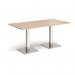 Brescia rectangular dining table with flat square brushed steel bases 1600mm x 800mm - kendal oak