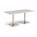 Brescia rectangular dining table with flat square brushed steel bases 1600mm x 800mm - Light Grey BDR1600-BS-LG
