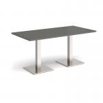 Brescia rectangular dining table with flat square brushed steel bases 1600mm x 800mm - Onyx Grey BDR1600-BS-OG
