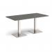 Brescia rectangular dining table with flat square brushed steel bases 1600mm x 800mm - Onyx Grey BDR1600-BS-OG