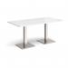 Brescia rectangular dining table with flat square brushed steel bases 1600mm x 800mm - white BDR1600-BS-WH