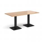 Brescia rectangular dining table with flat square black bases 1600mm x 800mm - beech BDR1600-K-B