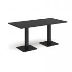 Brescia rectangular dining table with flat square black bases 1600mm x 800mm - Black BDR1600-K-BK