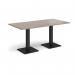 Brescia rectangular dining table with flat square black bases 1600mm x 800mm - barcelona walnut BDR1600-K-BW