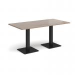 Brescia rectangular dining table with flat square black bases 1600mm x 800mm - barcelona walnut BDR1600-K-BW