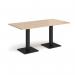 Brescia rectangular dining table with flat square black bases 1600mm x 800mm - kendal oak