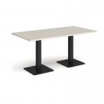 Brescia rectangular dining table with flat square black bases 1600mm x 800mm - Light Grey BDR1600-K-LG