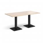 Brescia rectangular dining table with flat square black bases 1600mm x 800mm - maple