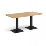 Brescia rectangular dining table with flat square black bases 1600mm x 800mm - oak