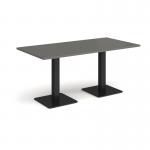 Brescia rectangular dining table with flat square black bases 1600mm x 800mm - Onyx Grey BDR1600-K-OG