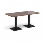 Brescia rectangular dining table with flat square black bases 1600mm x 800mm - walnut