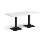 Brescia rectangular dining table with flat square black bases 1600mm x 800mm - white BDR1600-K-WH