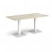 Brescia rectangular dining table with flat square white bases 1600mm x 800mm - made to order BDR1600-WH