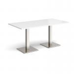 Brescia rectangular dining table with flat square white bases 1600mm x 800mm - made to order BDR1600-WH