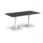 Brescia rectangular dining table with flat square white bases 1600mm x 800mm - Black BDR1600-WH-BK