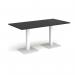 Brescia rectangular dining table with flat square white bases 1600mm x 800mm - Black BDR1600-WH-BK
