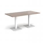 Brescia rectangular dining table with flat square white bases 1600mm x 800mm - barcelona walnut BDR1600-WH-BW