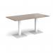 Brescia rectangular dining table with flat square white bases 1600mm x 800mm - barcelona walnut BDR1600-WH-BW