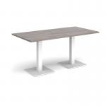 Brescia rectangular dining table with flat square white bases 1600mm x 800mm - grey oak BDR1600-WH-GO