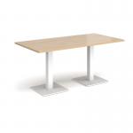Brescia rectangular dining table with flat square white bases 1600mm x 800mm - kendal oak BDR1600-WH-KO