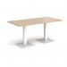 Brescia rectangular dining table with flat square white bases 1600mm x 800mm - kendal oak