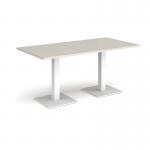 Brescia rectangular dining table with flat square white bases 1600mm x 800mm - Light Grey BDR1600-WH-LG