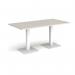 Brescia rectangular dining table with flat square white bases 1600mm x 800mm - Light Grey BDR1600-WH-LG