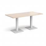 Brescia rectangular dining table with flat square white bases 1600mm x 800mm - maple BDR1600-WH-M