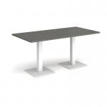 Brescia rectangular dining table with flat square white bases 1600mm x 800mm -Onyx Grey BDR1600-WH-OG