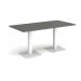 Brescia rectangular dining table with flat square white bases 1600mm x 800mm -Onyx Grey BDR1600-WH-OG