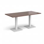 Brescia rectangular dining table with flat square white bases 1600mm x 800mm - walnut